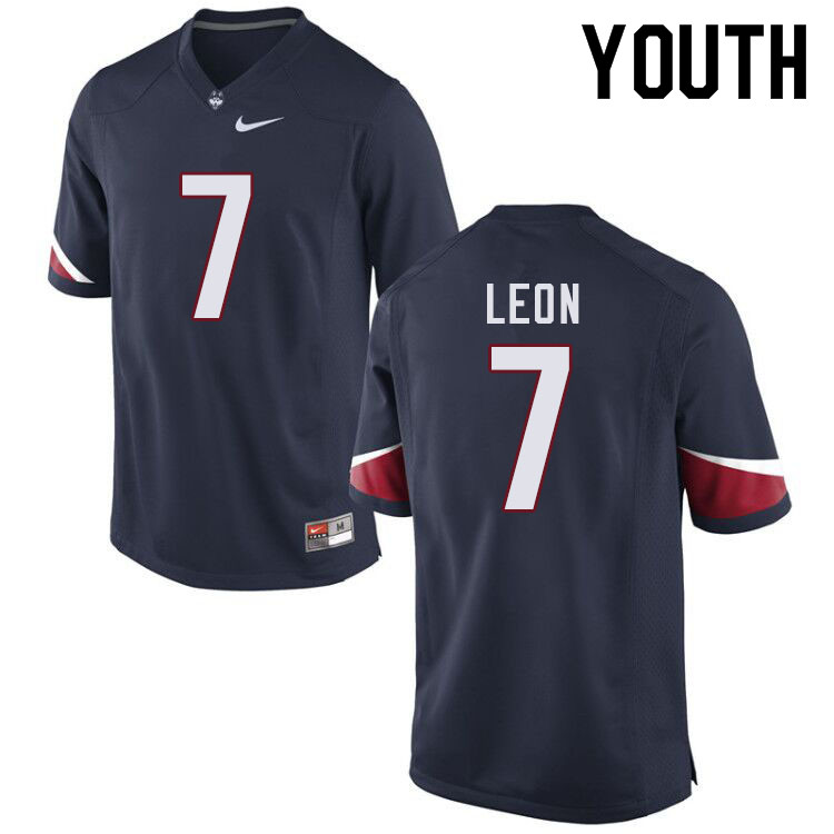 Youth #7 Micah Leon Uconn Huskies College Football Jerseys Sale-Navy